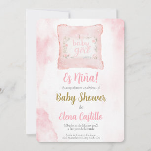 almohada Baby Shower Girl in Spanish Invitation
