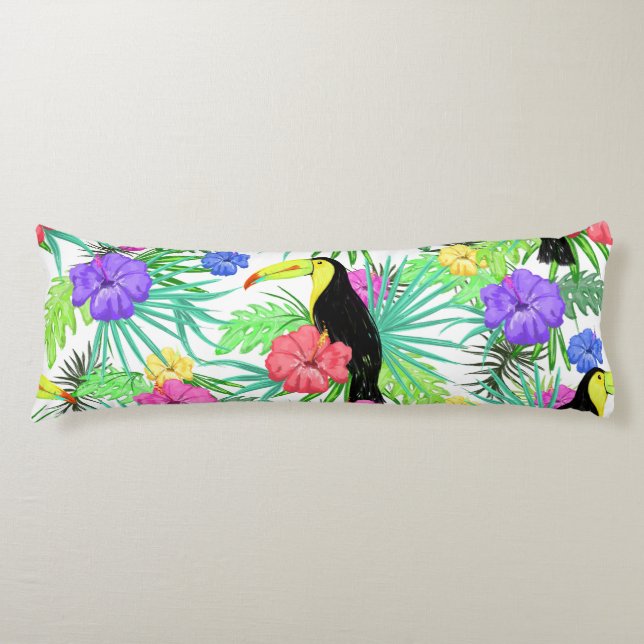 Almohada Tucanes And Tropical Flora Body Cushion (Front)