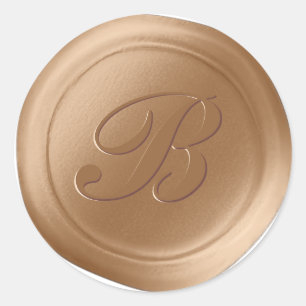Almond 1 Letter Script Monogram Wax Seal Stickers