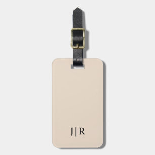 Almond And Black I Modern Monogram Luggage Tag