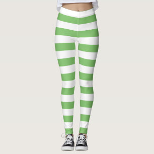 Almond and white colour horizontal striped leggings