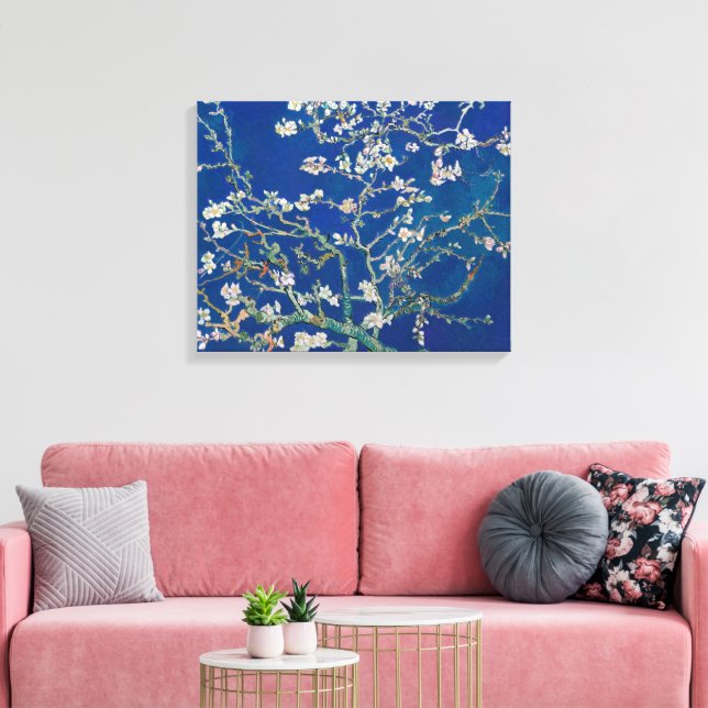 Almond Bloom (Indigo) | Van Gogh | Canvas Print (Insitu(LivingRoom))