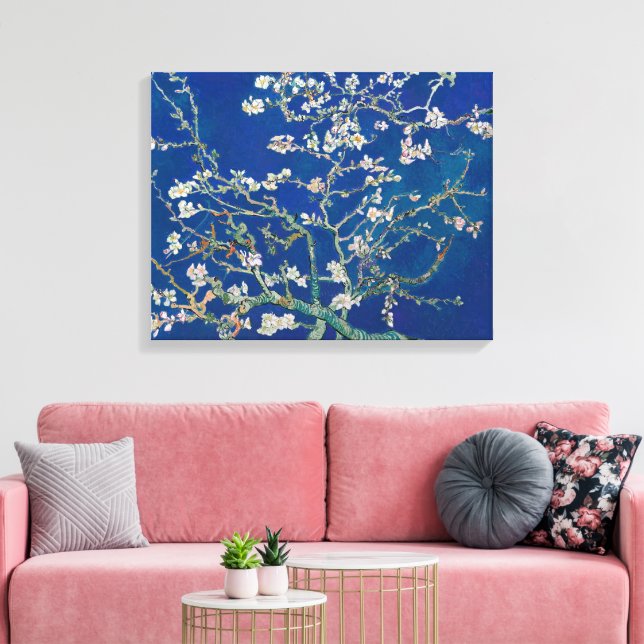 Almond Bloom (Indigo) | Van Gogh | Canvas Print (Insitu(LivingRoom))