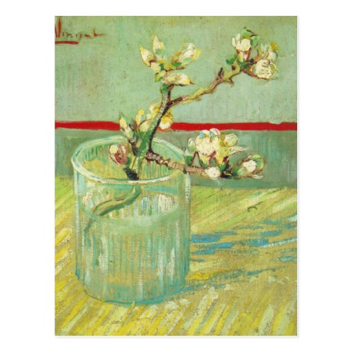Image of Almond Blossom Branches in Glass Van Gogh Fine Art Postcard