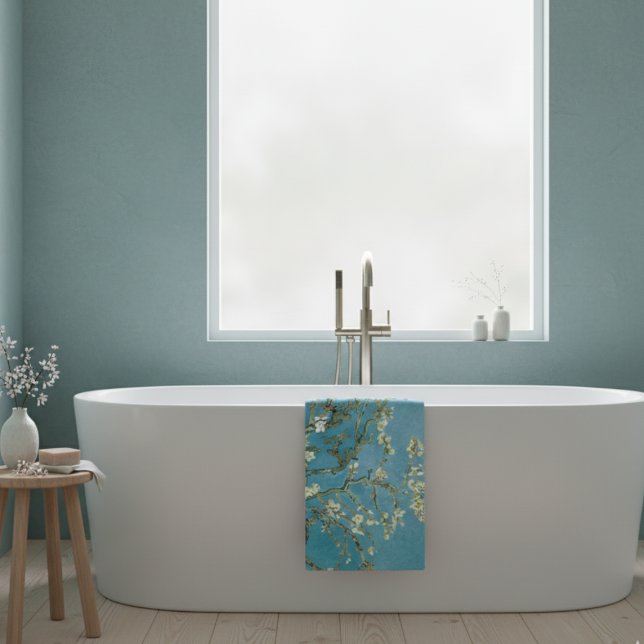  Almond Blossom Floral Boho Blue Classic Art Bath Towel (Creator Uploaded)