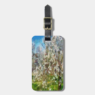 Almond Blossom Pointillism Dot Art Painting Luggage Tag