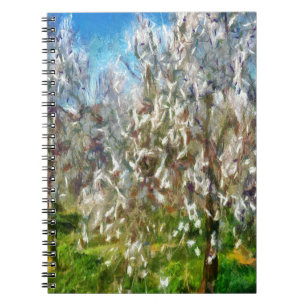 Almond Blossom Pointillism Dot Art Painting Notebook
