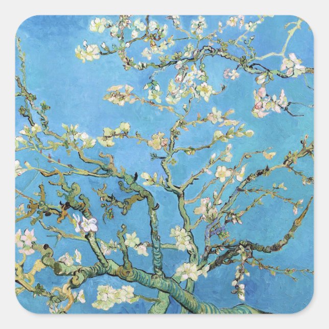 Almond Blossom Vincent van Gogh Square Sticker (Front)