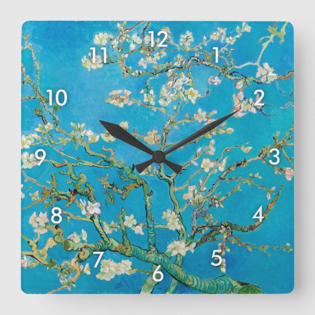 Almond Blossom, Vincent van Gogh Square Wall Clock (Front)