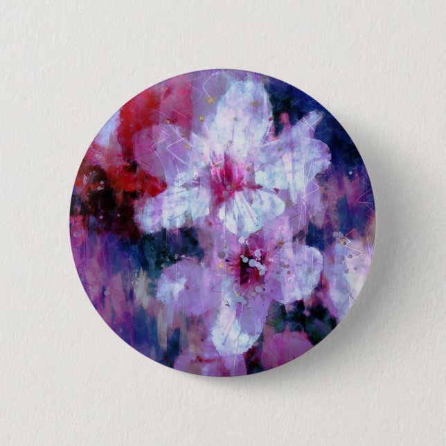 Almond Blossom Watercolor 6 Cm Round Badge (Front)