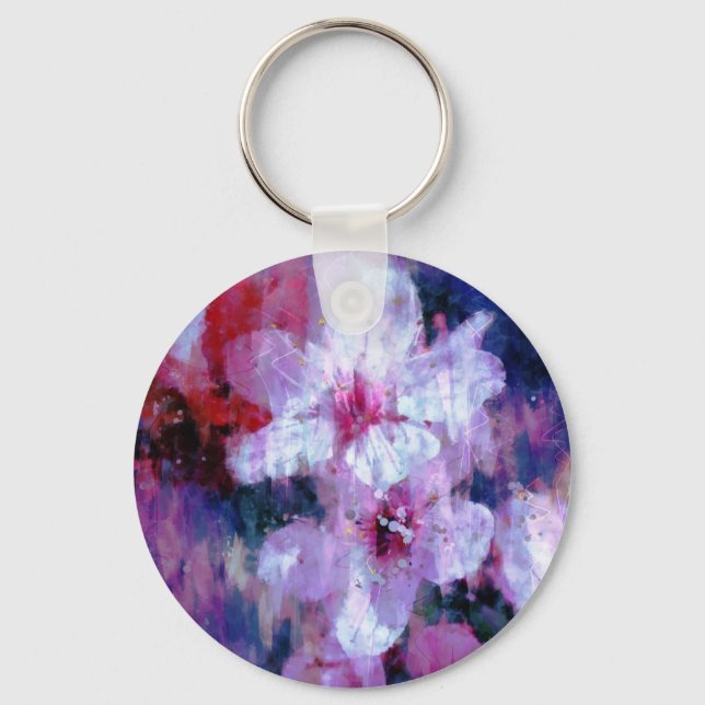 Almond Blossom Watercolor Key Ring (Front)