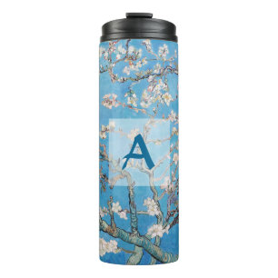 Almond Blossoms Blue Vincent van Gogh Art Monogram Thermal Tumbler