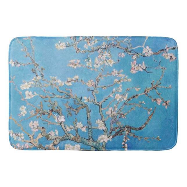Almond Blossoms Blue Vincent van Gogh Art Painting Bath Mat (Front)