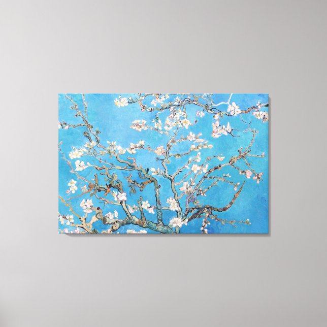 Almond Blossoms Blue Vincent van Gogh Art Painting Canvas Print (Front)