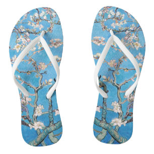 Almond Blossoms Blue Vincent van Gogh Art Painting Flip Flops