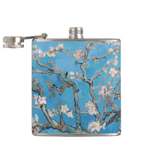Almond Blossoms Blue Vincent van Gogh Art Painting Hip Flask