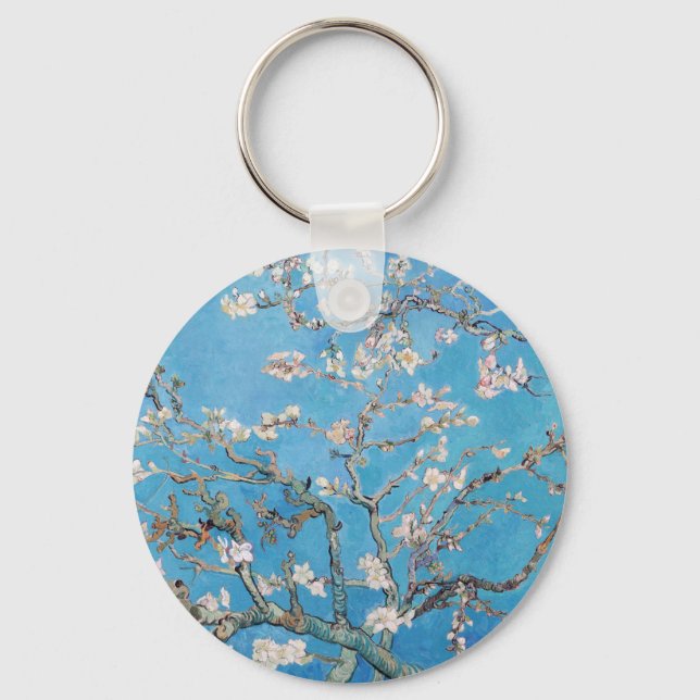Almond Blossoms Blue Vincent van Gogh Art Painting Key Ring (Front)