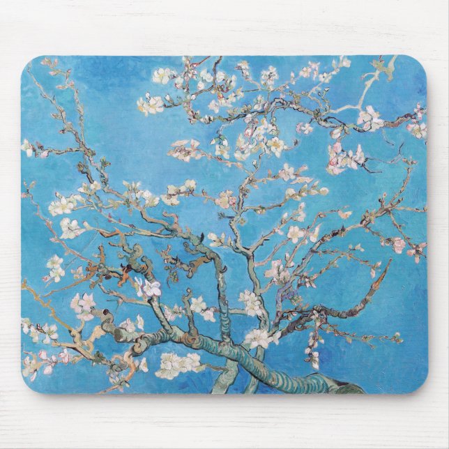Almond Blossoms Blue Vincent van Gogh Art Painting Mouse Mat (Front)