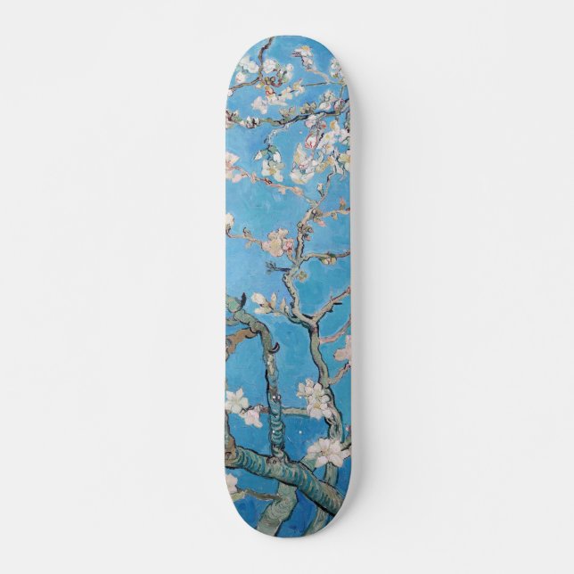Almond Blossoms Blue Vincent van Gogh Art Painting Skateboard (Front)