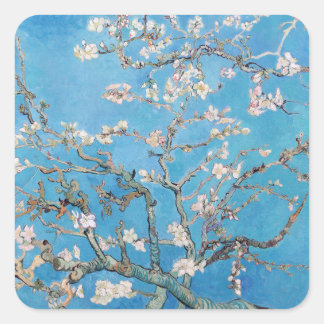 Almond Blossoms Blue Vincent van Gogh Art Painting Square Sticker