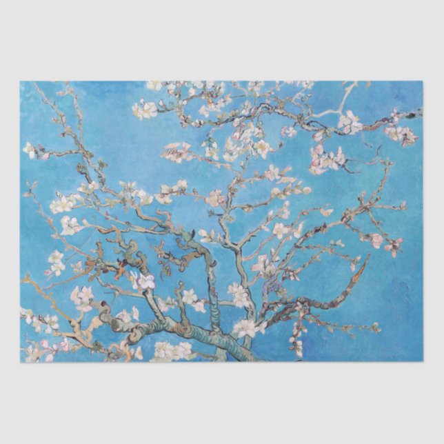 Almond Blossoms Blue Vincent van Gogh Art Painting Tissue Paper (Front)