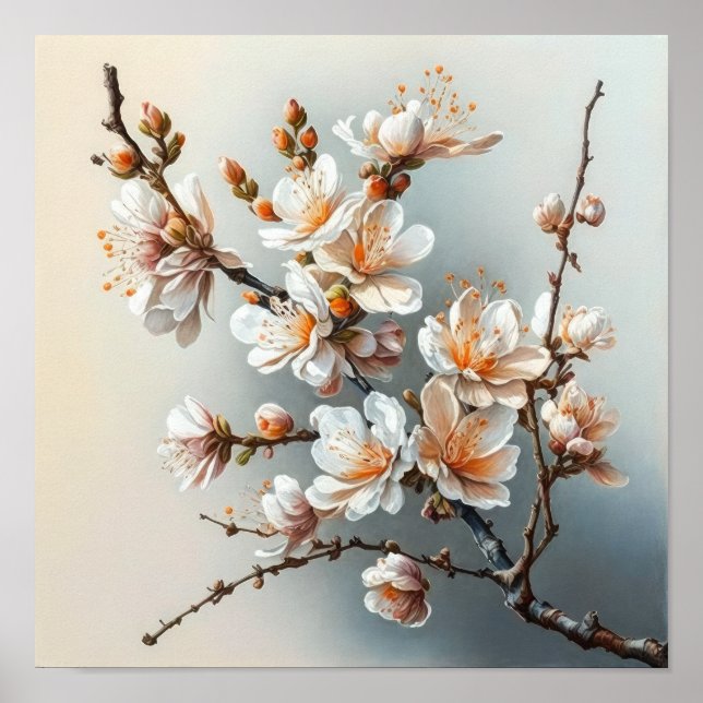 Almond Blossoms Flower Art Print Poster (Front)