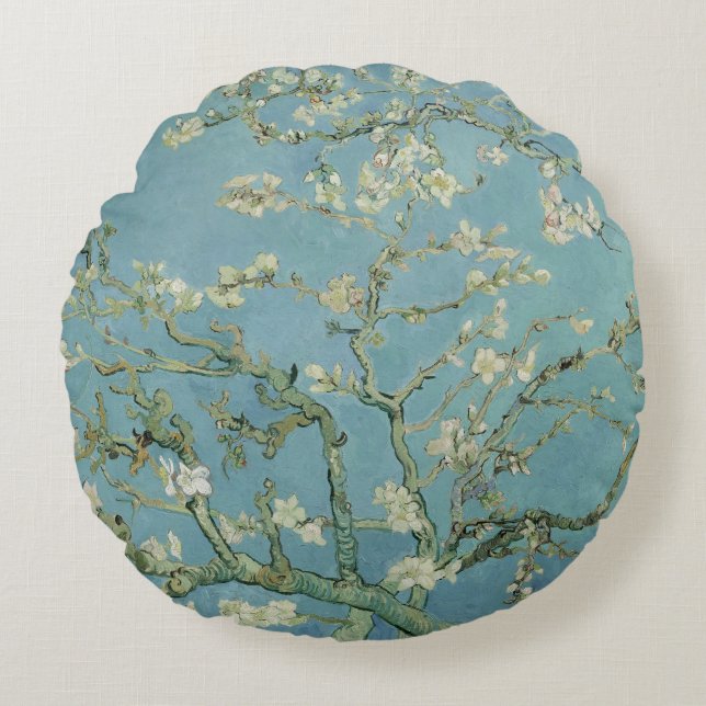 Almond Blossoms Painting by Van Gogh Round Cushion (Front)