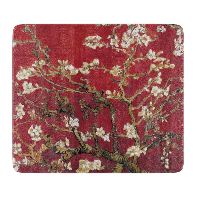Almond Blossoms Red Vincent van Gogh Art Painting Cutting Board (Front)