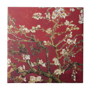 Almond Blossoms Red Vincent van Gogh Art Painting Tile