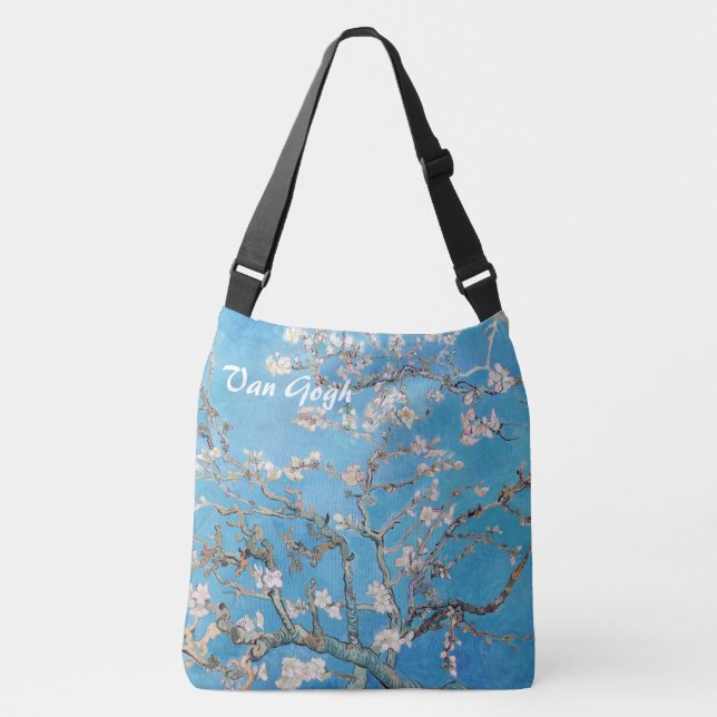 Almond Blossoms Tree Blue Vincent van Gogh Art Crossbody Bag (Front)