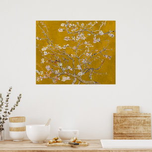 Almond Branches in Bloom (Gold) Van Gogh Poster