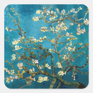 Almond Branches in Bloom Square Stickers