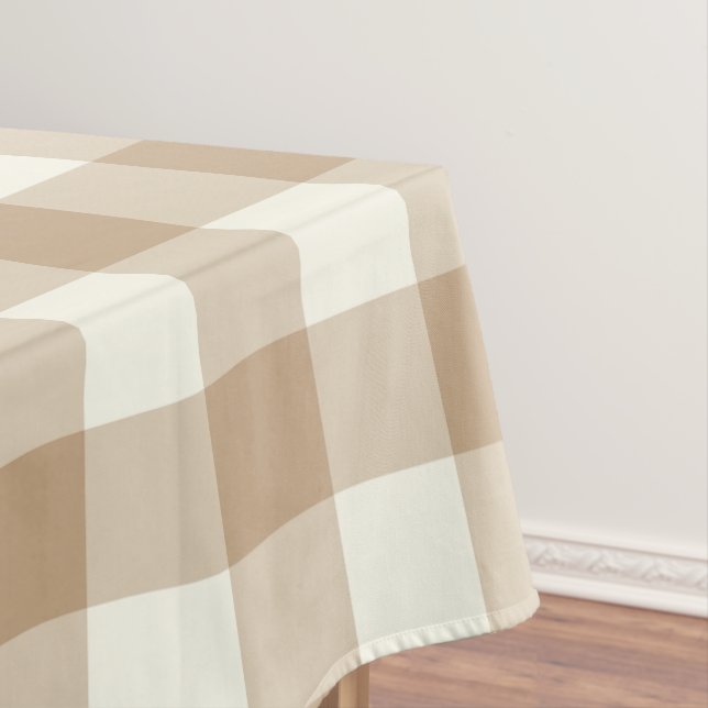 Almond Brown Gingham / Buffalo Check Tablecloth (In Situ)