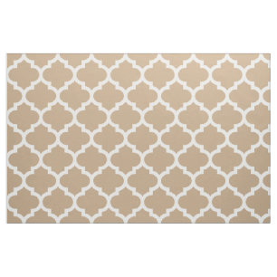 Almond Brown Moroccan Quatrefoil Trellis Fabric