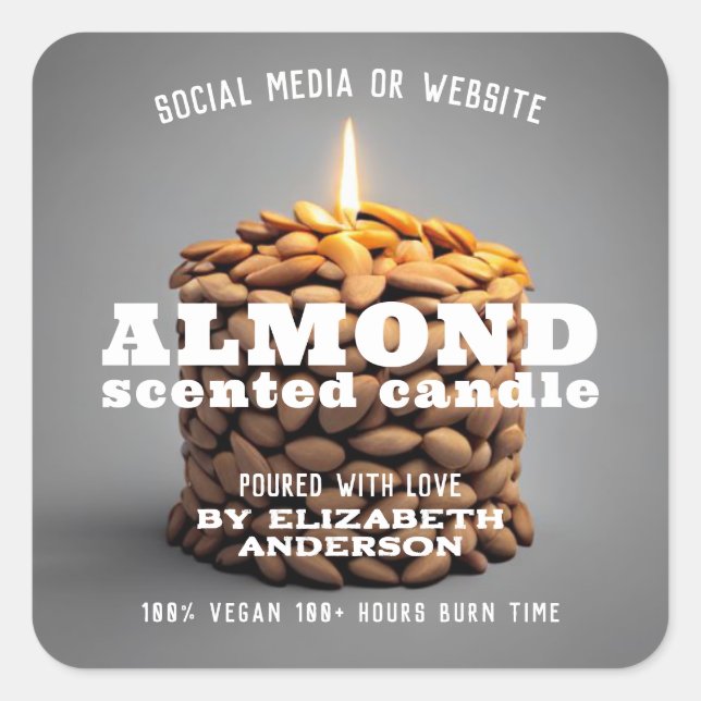 Almond Candle Square Sticker (Front)