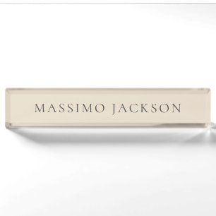 Almond Color Minimalist Plain Modern Aesthetic Nameplate