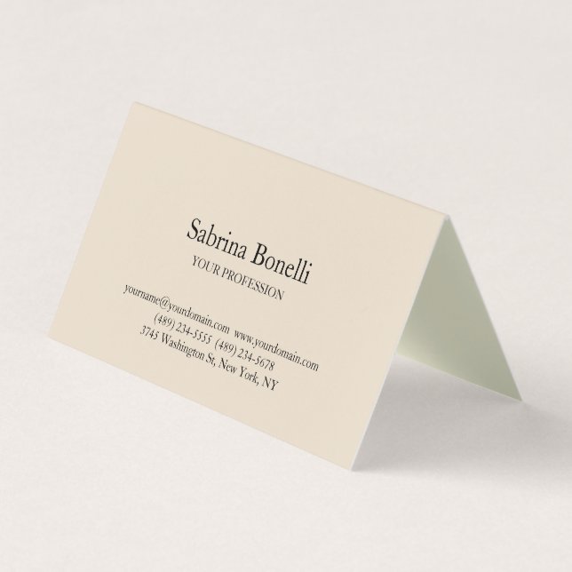 Almond Color Modern Unique Elegant Plain Simple  Business Card (Front)