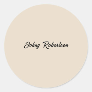 Almond Color Plain Elegant Professional Minimalist Classic Round Sticker