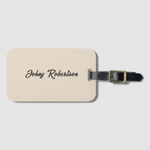 Almond Color Plain Elegant Professional Minimalist Luggage Tag