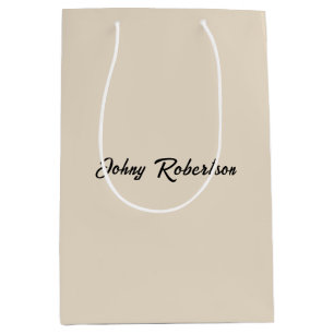 Almond Color Plain Elegant Professional Minimalist Medium Gift Bag