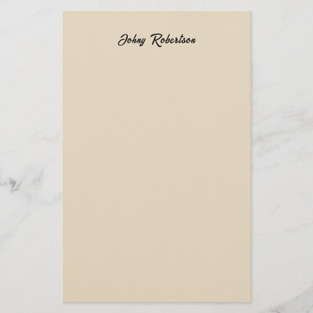 Almond Color Plain Elegant Professional Minimalist Stationery (Front)