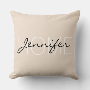 Almond colour home monogram cushion