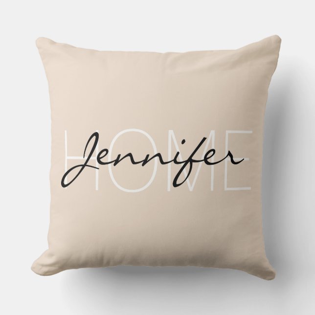 Almond colour home monogram cushion (Front)