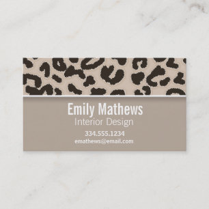 Almond Colour Leopard Animal Print; Personalised Business Card