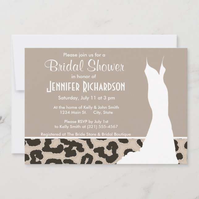 Almond Colour Leopard Animal Print; Personalised Invitation (Front)