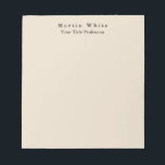 Almond Colour Plain Elegant Professional Modern Notepad<br><div class="desc">Simple,  modern,  minimalist design for companies. This template can be customised to meet all professional occupations.</div>