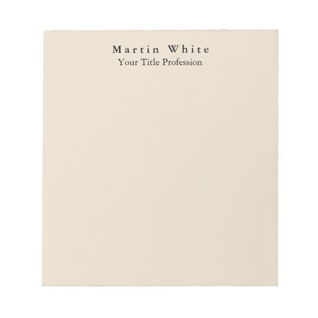 Almond Colour Plain Elegant Professional Modern Notepad (Front)