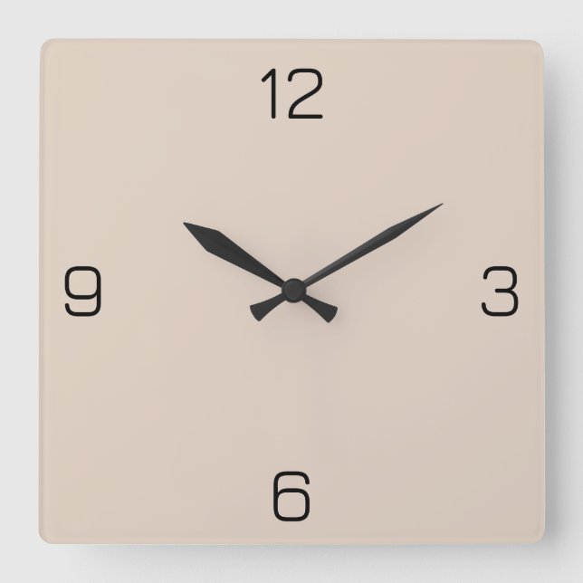 Almond E3D2C3 Colour - Option to Add Name Square Wall Clock (Front)