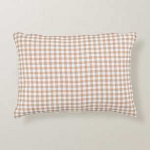 Almond Gingham Pattern Accent Pillow