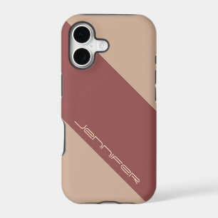 Almond & Marsala Red One Stripe